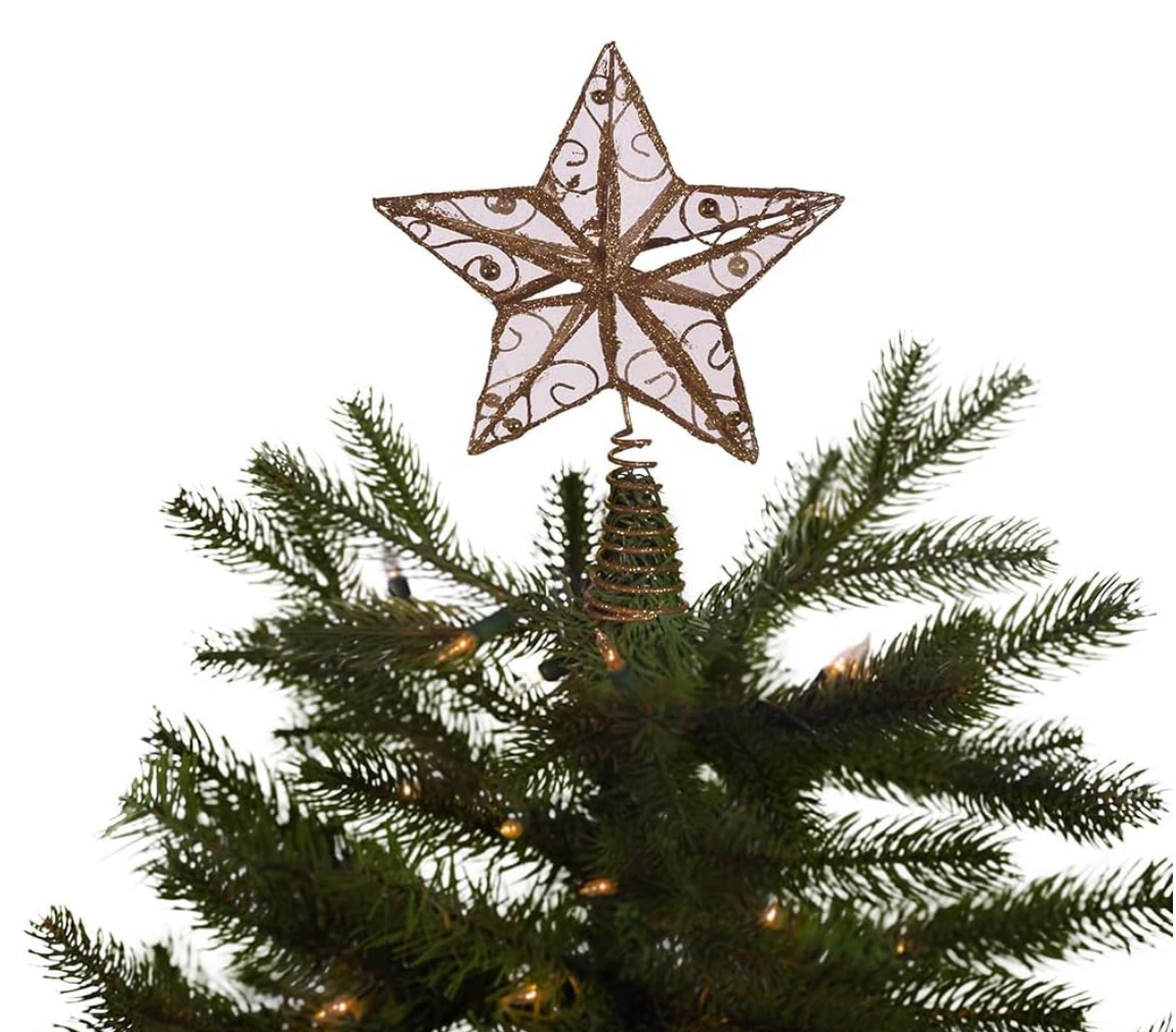 Gold Glitter Star Tree Topper