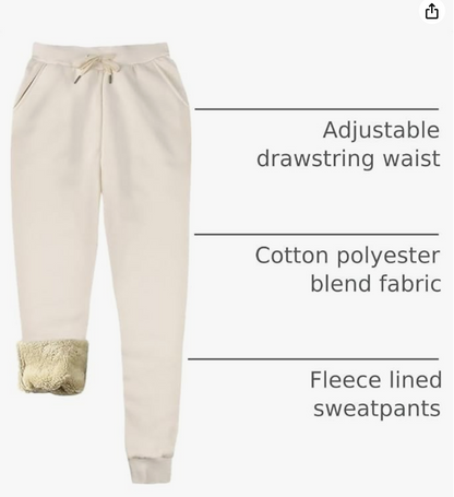 Cream Fleece-Lined Drawstring Joggers
