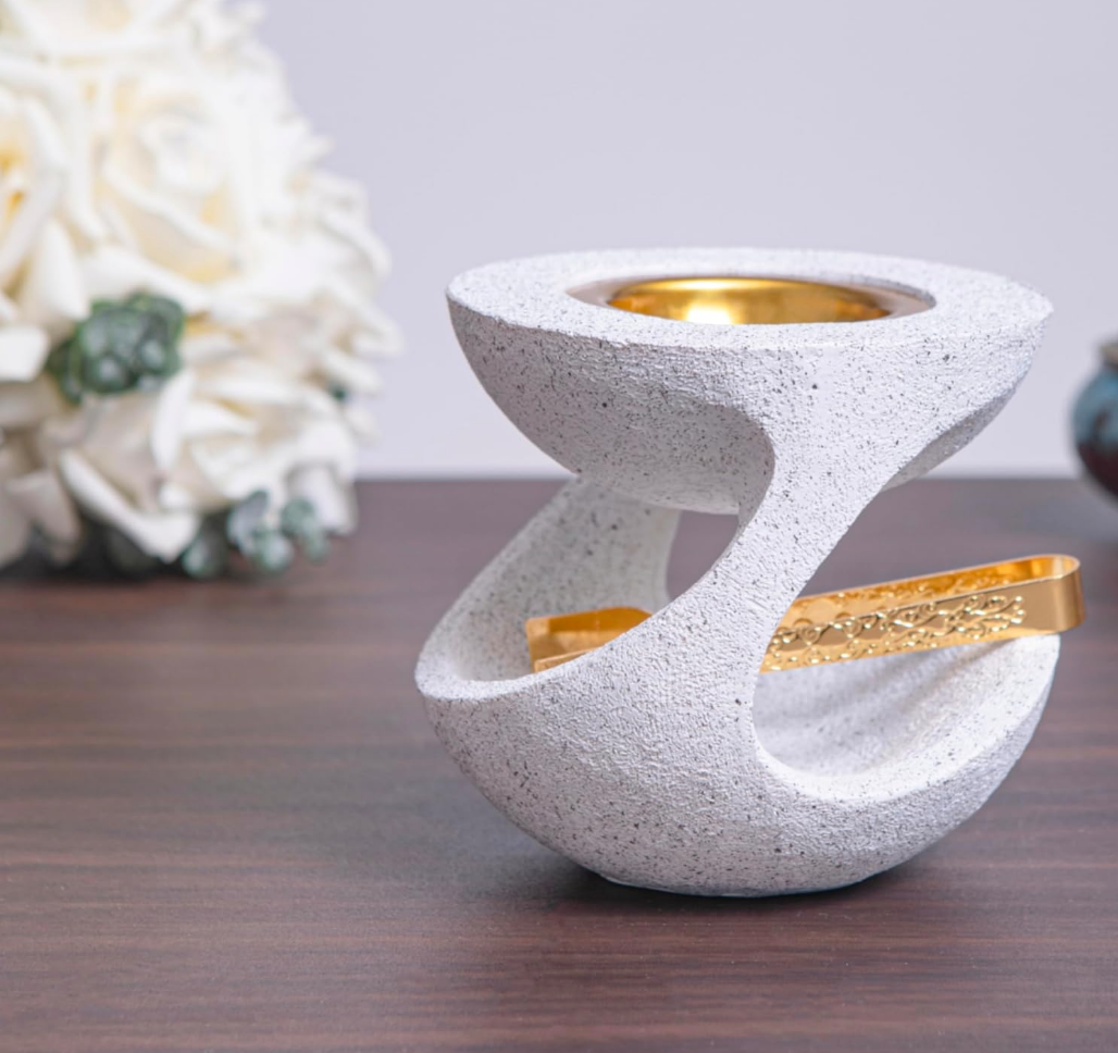 White Textured Incense Holder