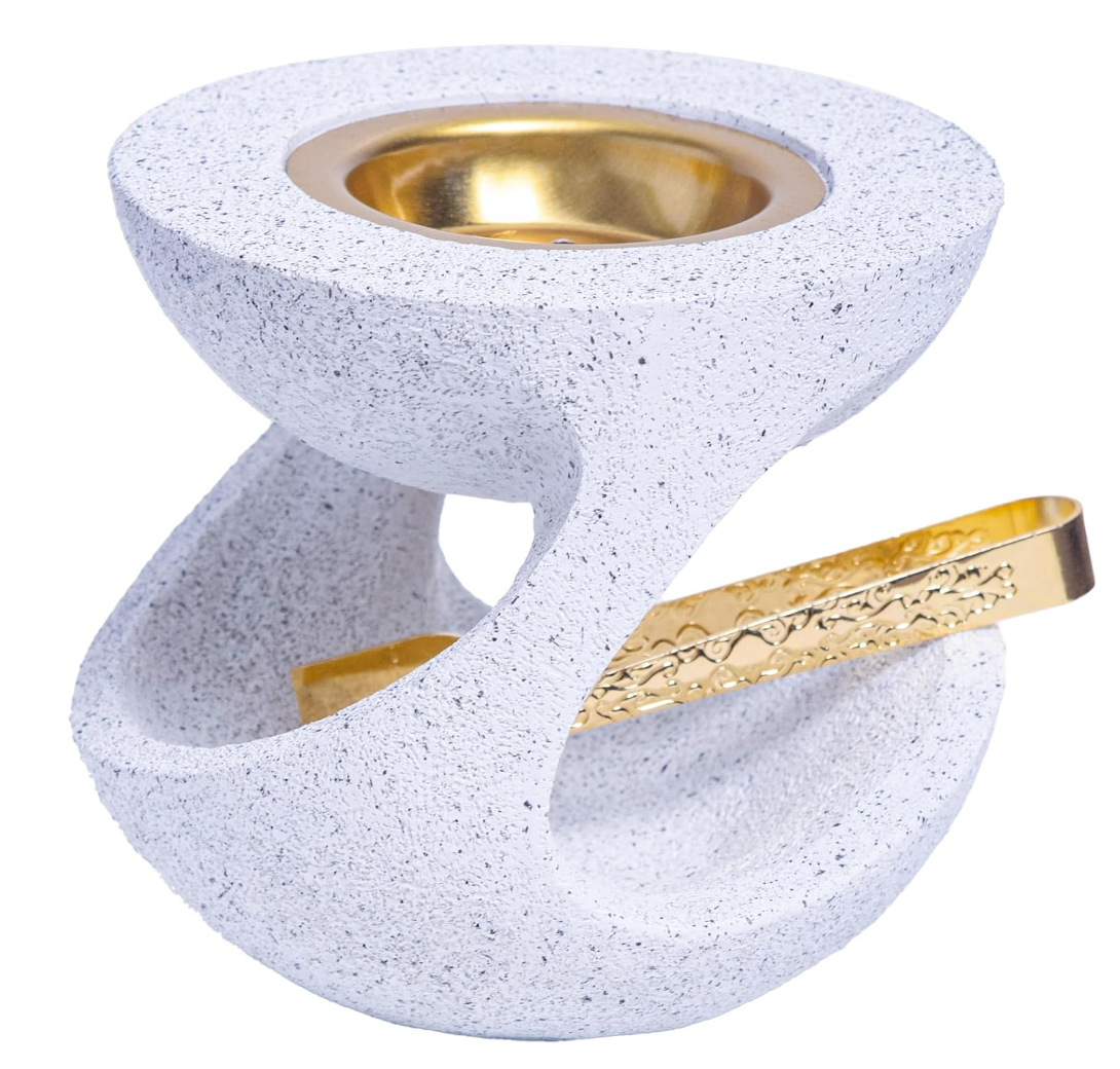 White Textured Incense Holder