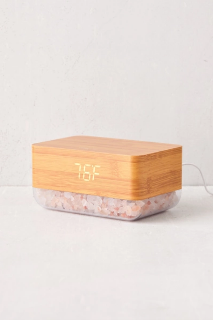 Bamboo Finish Salt Diffuser Clock