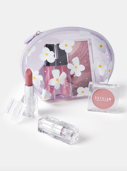 Purple Clear Daisy Makeup Pouch