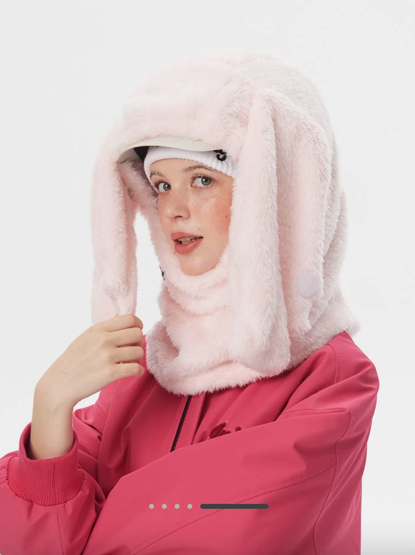 Pink Plush Bunny Hood