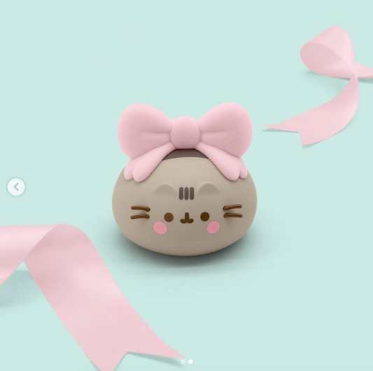 Gray Cat with Bow Figure
