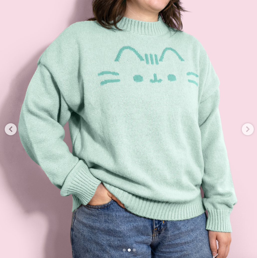 Mint Green Cat Face Sweater