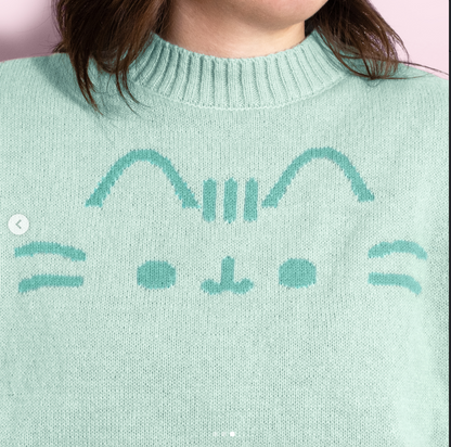 Mint Green Cat Face Sweater