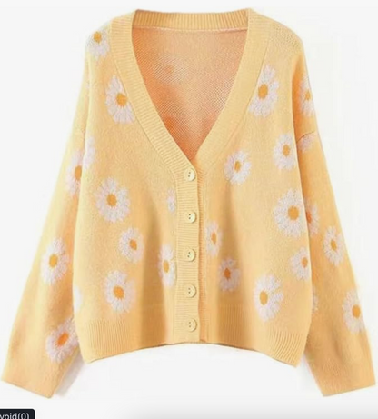 Yellow Daisy Button Cardigan