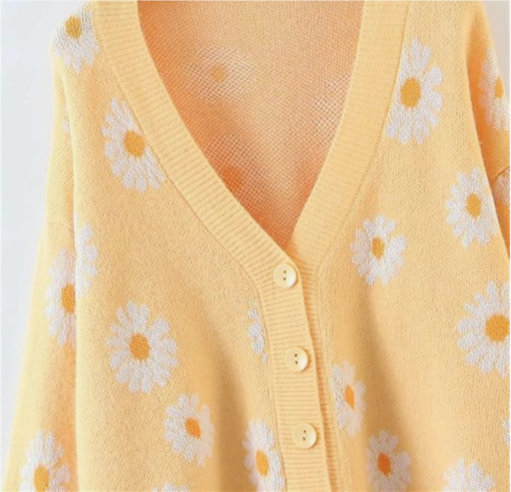 Yellow Daisy Button Cardigan