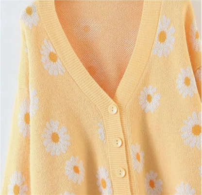 Yellow Daisy Button Cardigan