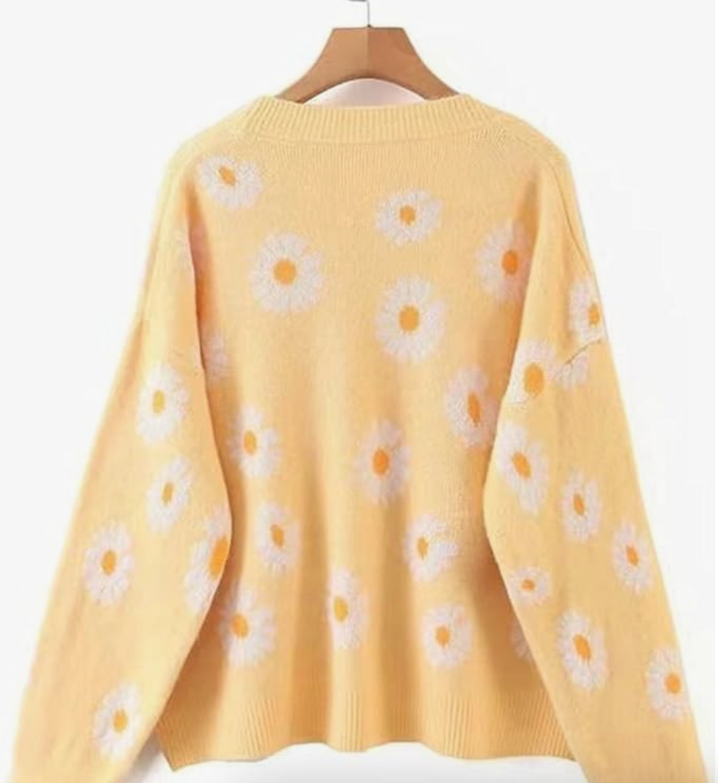Yellow Daisy Button Cardigan