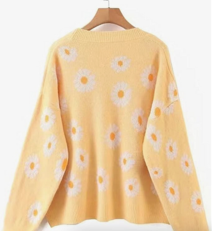 Yellow Daisy Button Cardigan