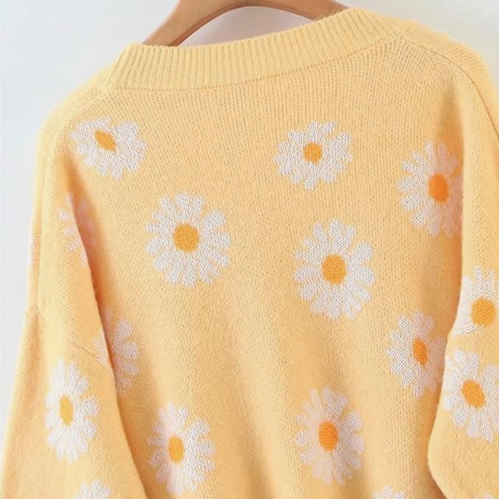 Yellow Daisy Button Cardigan