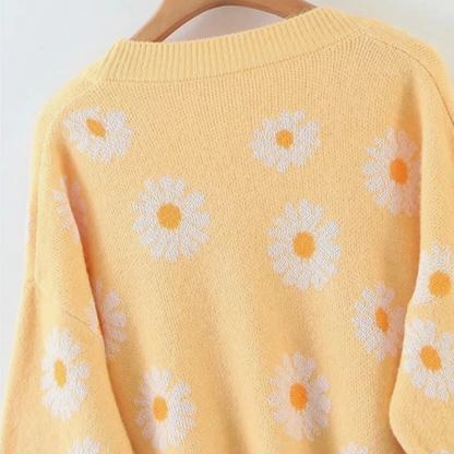 Yellow Daisy Button Cardigan