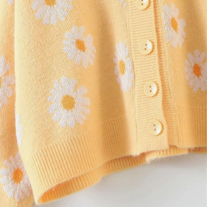 Yellow Daisy Button Cardigan