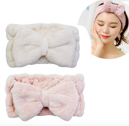 Plush Bow Spa Headbands (Set of 2)