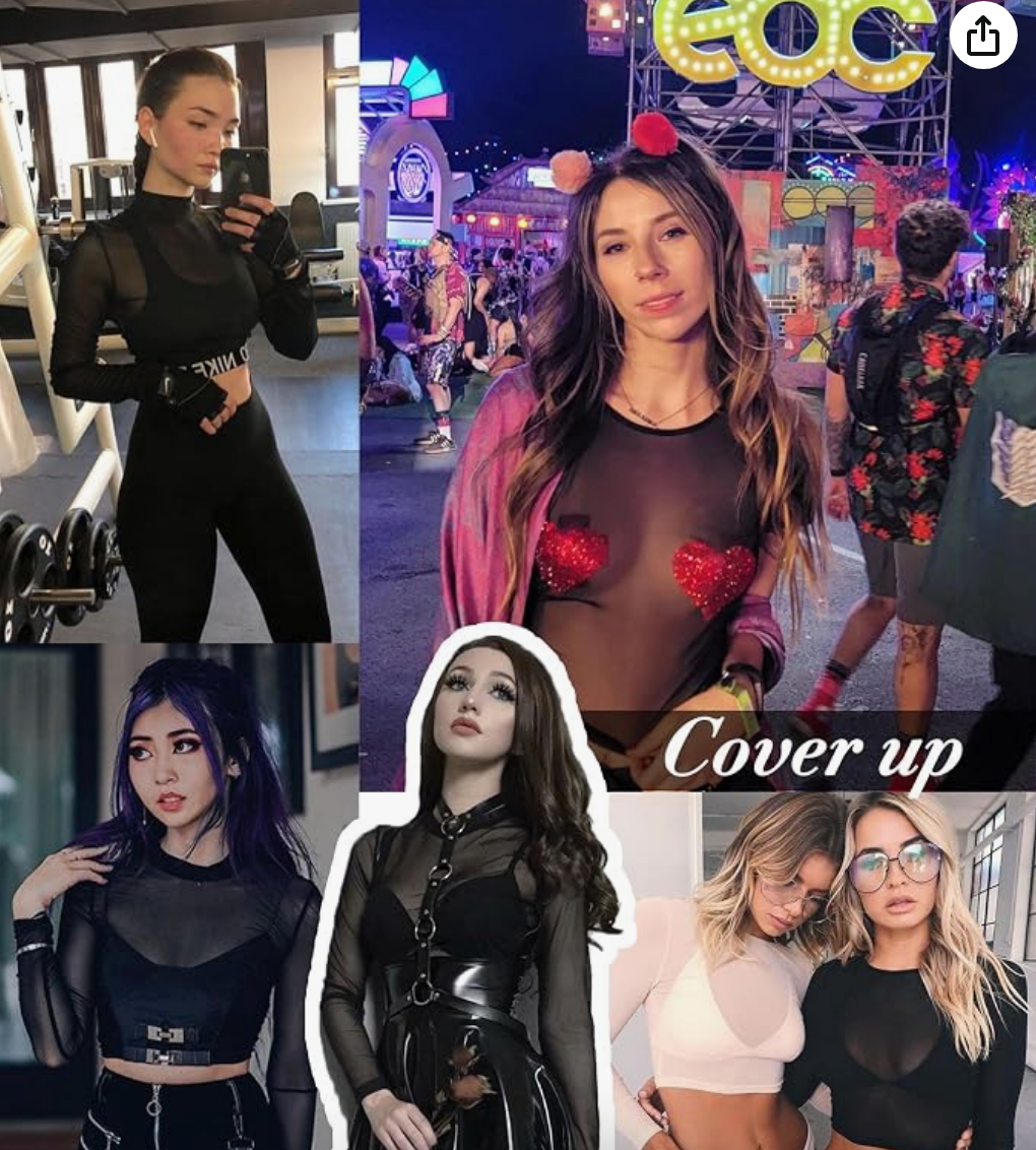 Black Sheer Mesh Crop Top
