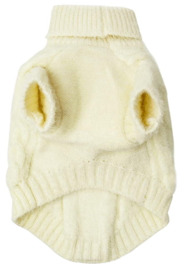 Cream Cable-Knit Pet Sweater