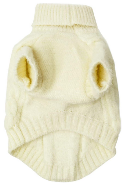 Cream Cable-Knit Pet Sweater