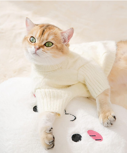 Cream Cable-Knit Pet Sweater