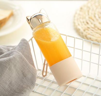 Gold Cat Glass Water Bottle