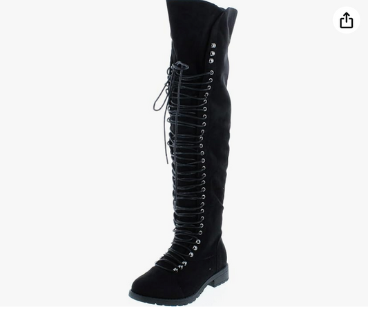 Black Lace-Up Over-the-Knee Boots