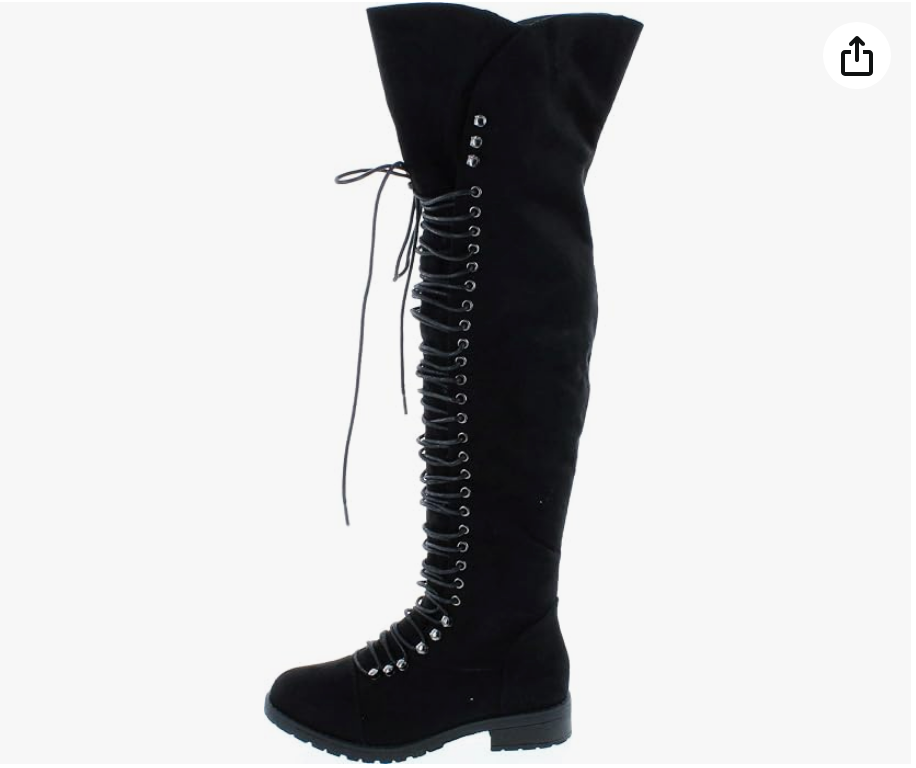 Black Lace-Up Over-the-Knee Boots