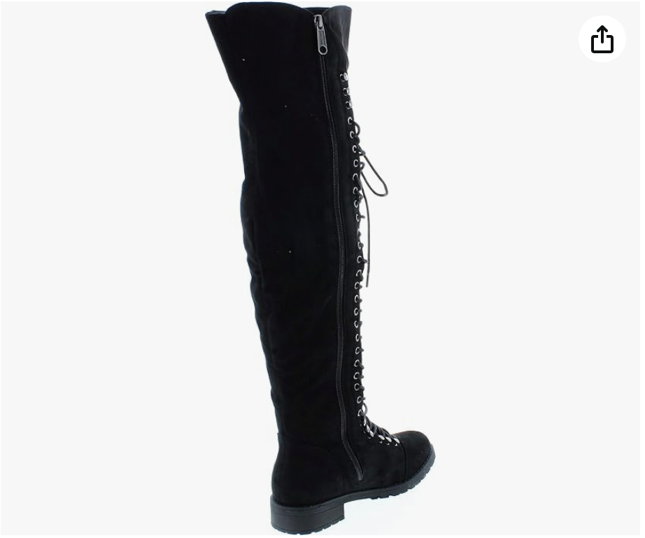 Black Lace-Up Over-the-Knee Boots