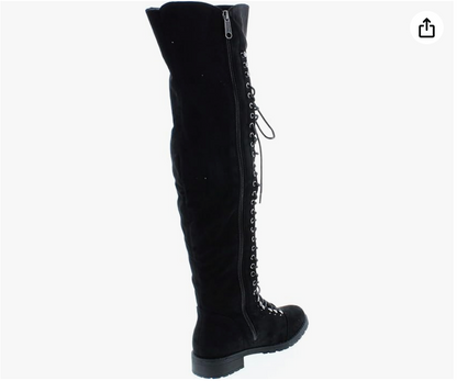 Black Lace-Up Over-the-Knee Boots