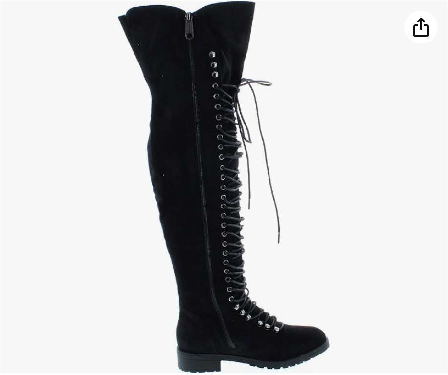 Black Lace-Up Over-the-Knee Boots