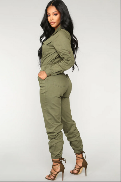 Olive Green Utility Jumpsuit