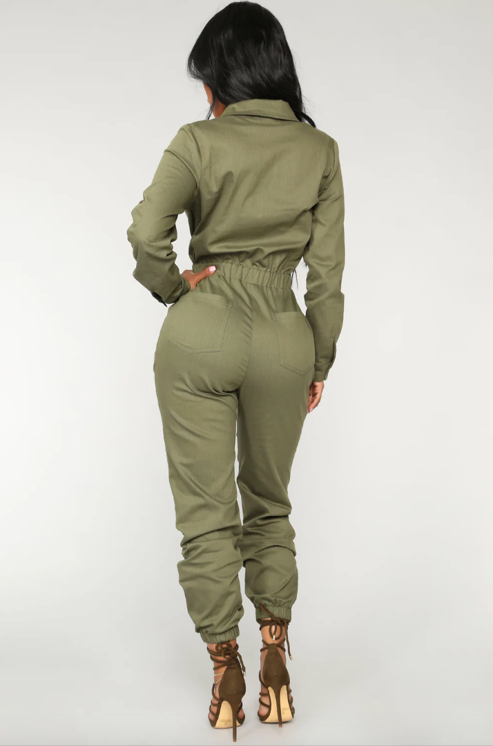 Olive Green Utility Jumpsuit