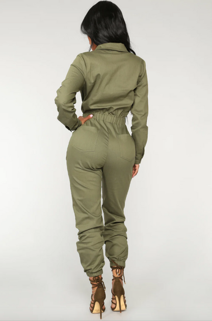 Olive Green Utility Jumpsuit
