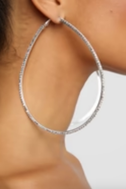 Silver Oval Hoop Earrings