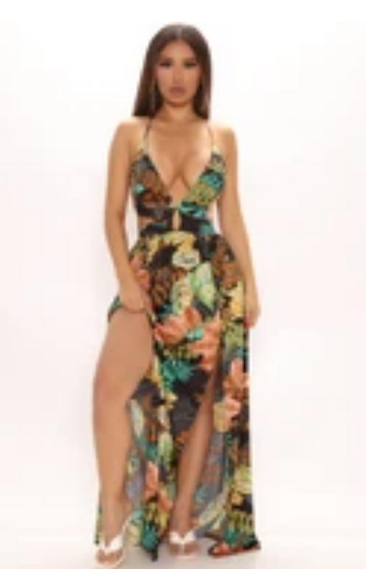 Tropical Floral Maxi Dress