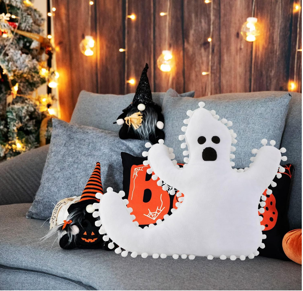 White Ghost Accent Pillow