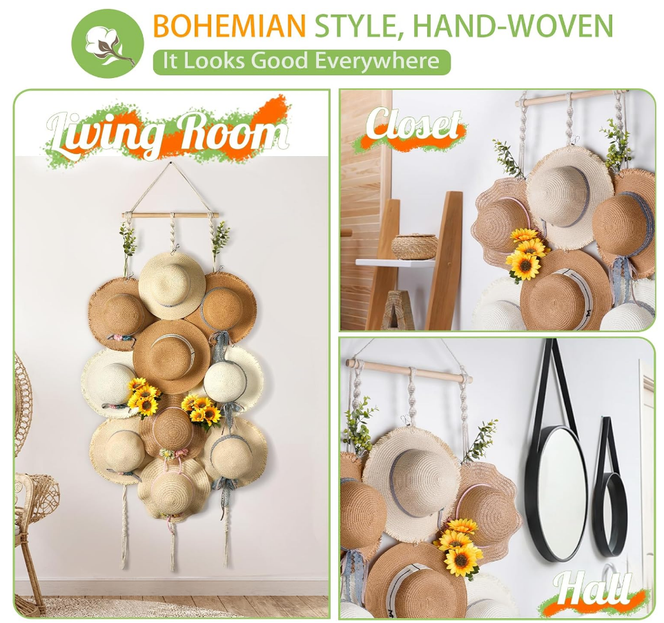 Macrame Hat Hanger for Wall