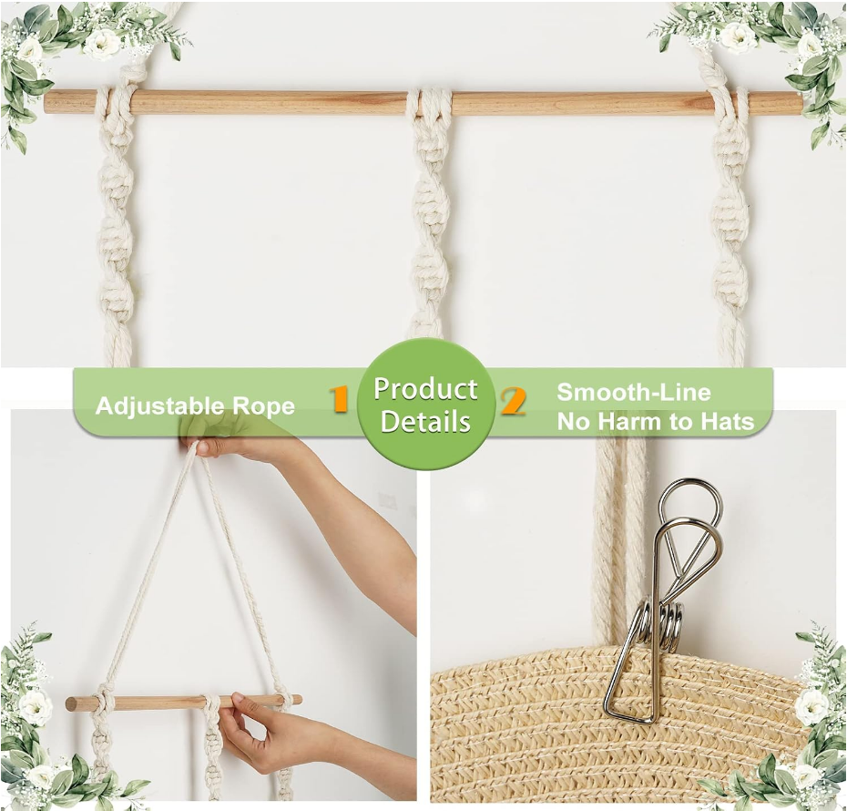 Macrame Hat Hanger for Wall